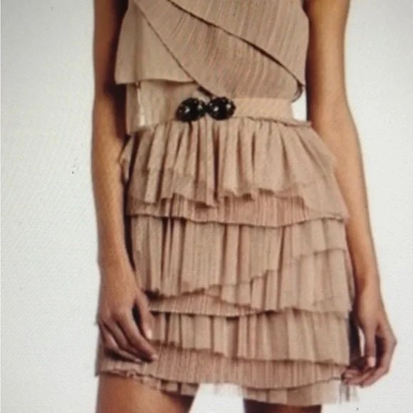 BCBGMaxAzria | Dresses | One Shoulder Tiered Ruffle Chiffon Dress | Poshmark